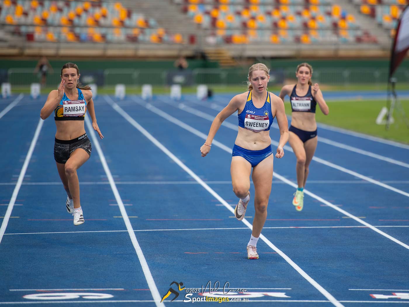 Ella Ramsay, Amber Sweeney, Claudia Altmann, Women 100m Under 18 Heat 2